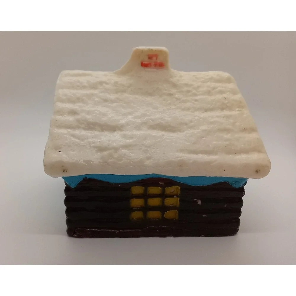 Vtg Christmas‎ Candle Swiss Chalet Fuller Bush Co. Unique Cabin Shaped Candle